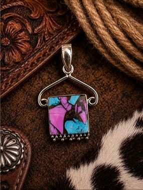 Sterling Silver and Cotton Candy Turquoise Pendant